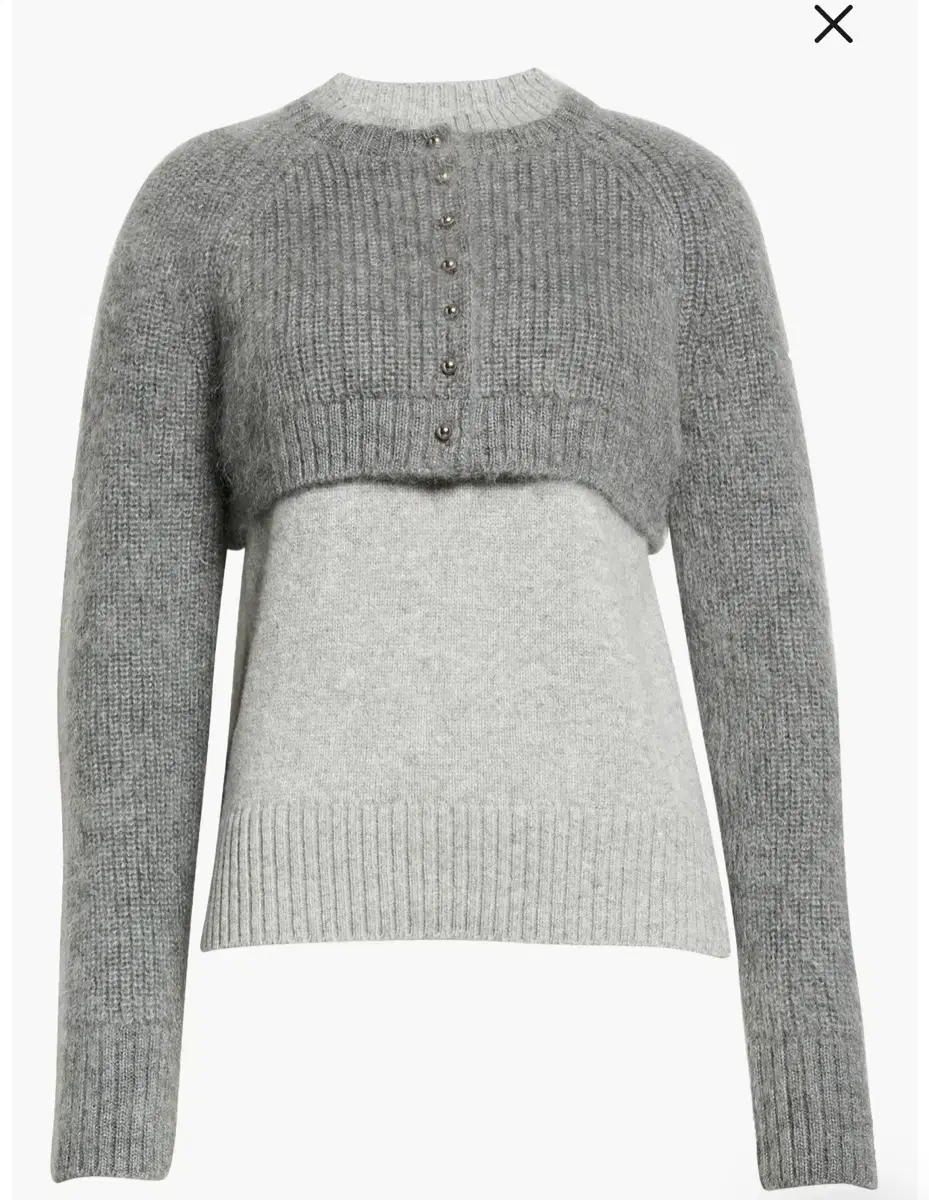 Sacai layerd ribbed wool sweater 사카이모헤어울