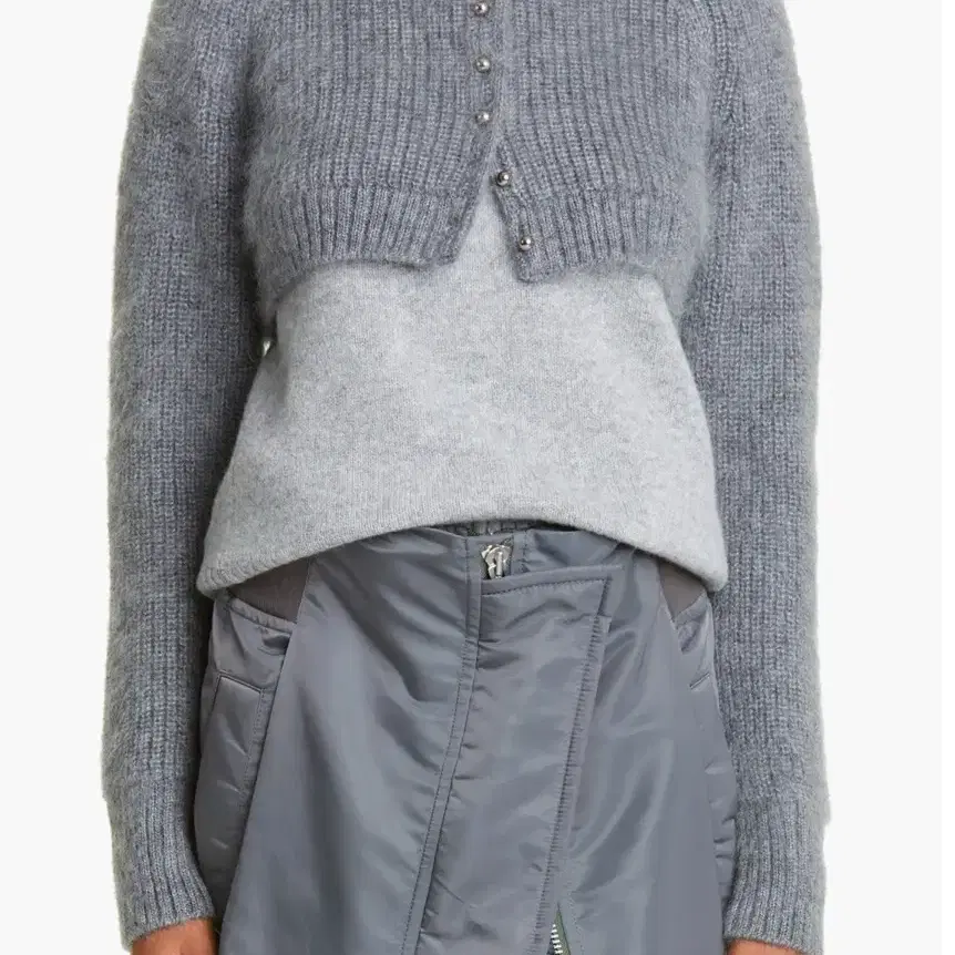 Sacai layerd ribbed wool sweater 사카이모헤어울