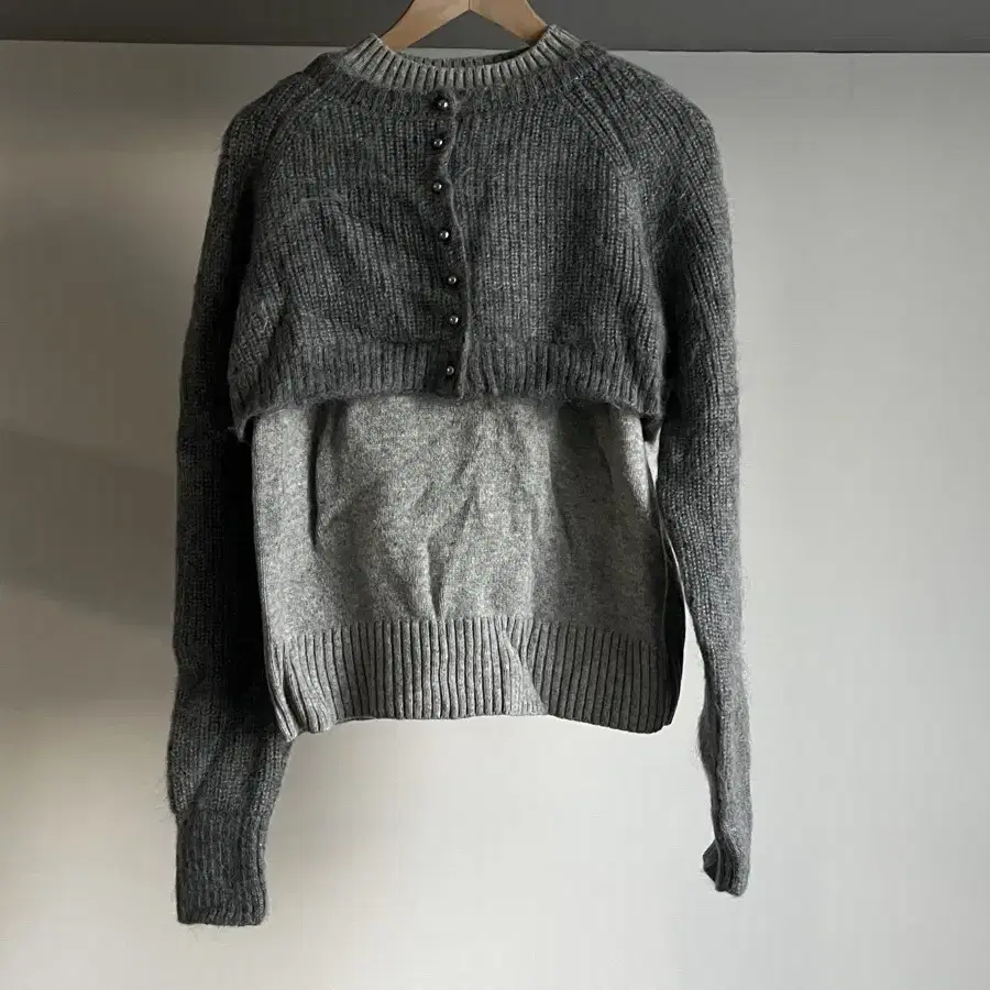 Sacai layerd ribbed wool sweater 사카이모헤어울