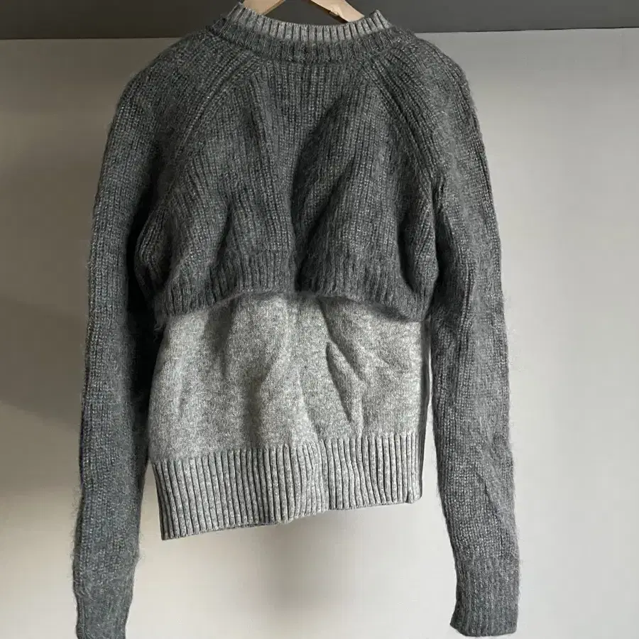 Sacai layerd ribbed wool sweater 사카이모헤어울