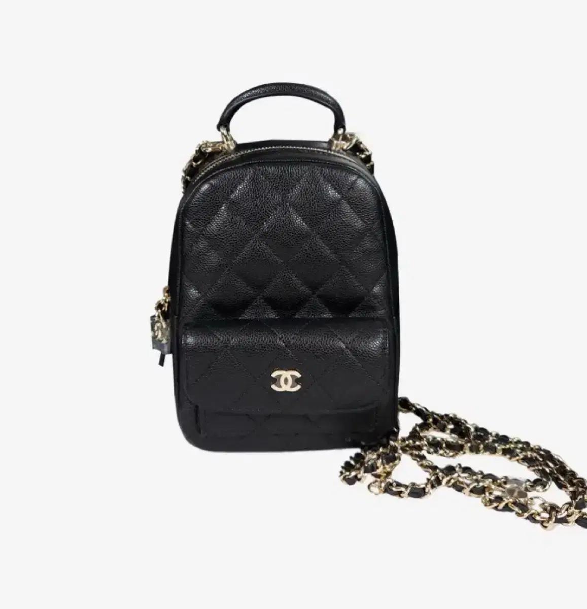 [Department Store Full Price] Chanel Cruise Classic Top Handle Caviar Chain Mini Backpack Black