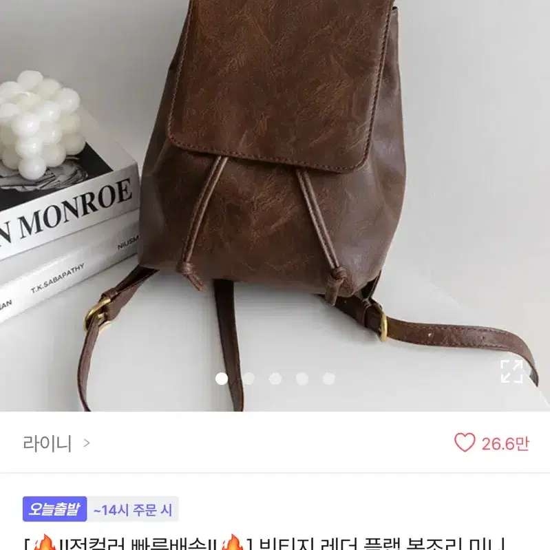 레더 미니 복조리 백팩 브라운