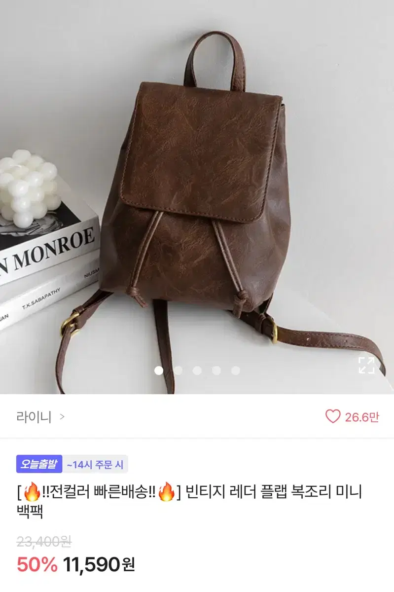 레더 미니 복조리 백팩 브라운