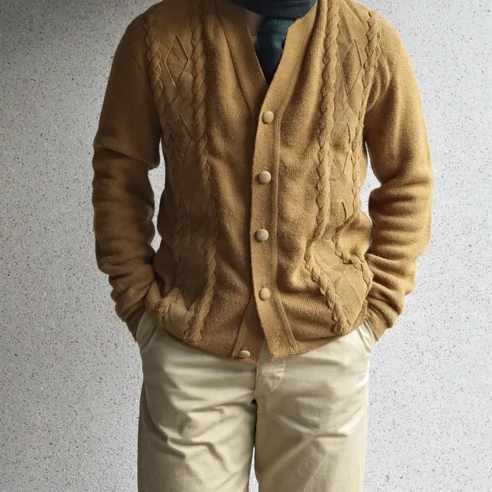 60s Career Club Suede Pannel Cardigan