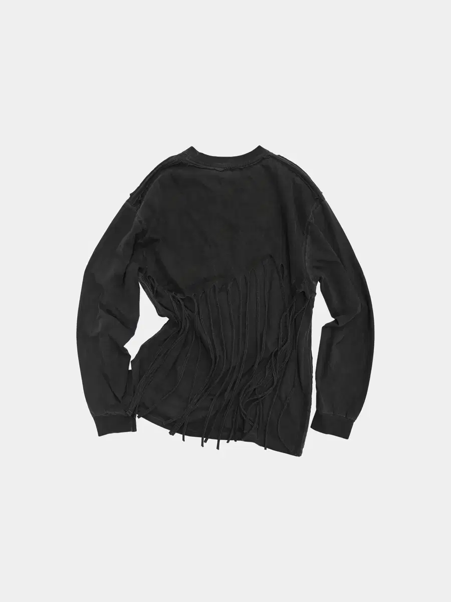 0tape BACK FRINGE TEE CHARCOAL