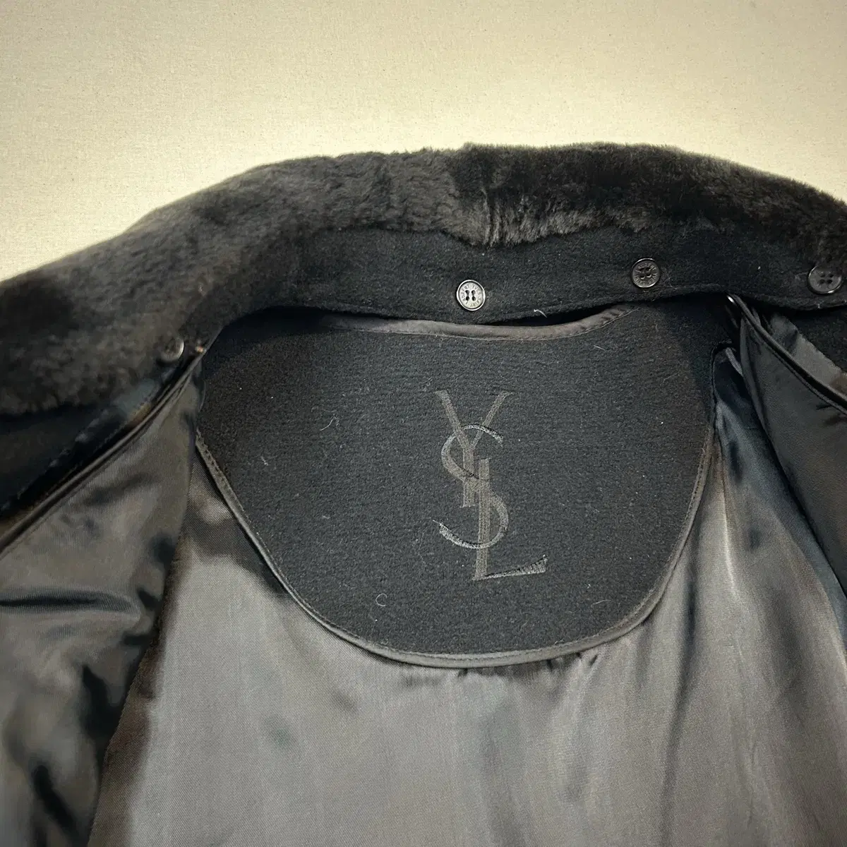 XL) YSL 입생로랑 울 코트 싱글 미디움 코트 블랙