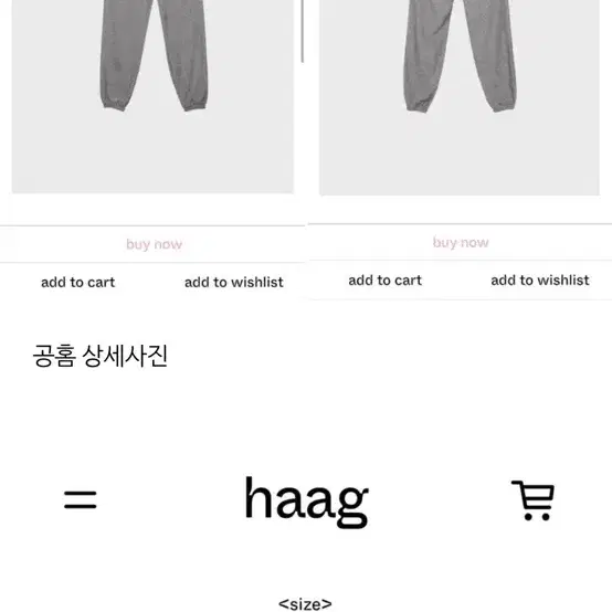 헤이그 haag 테리 조거 팬츠 그레이