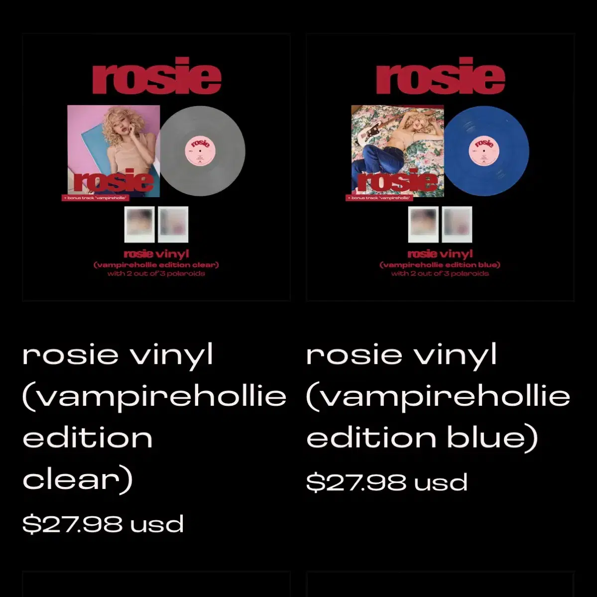 (미개봉새제품) 로제 LP 바이닐 rosie (뱀파이어홀리 블루 클리어)