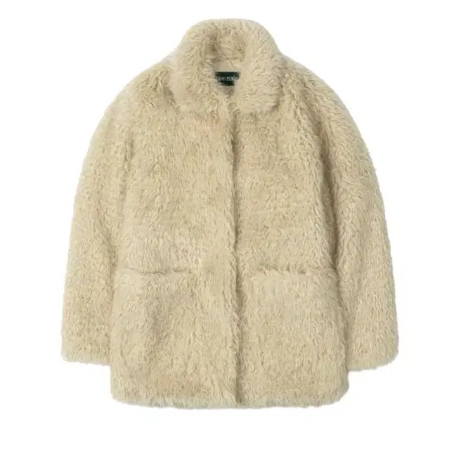 띵크플랜트 Half fur wool coat, Beige