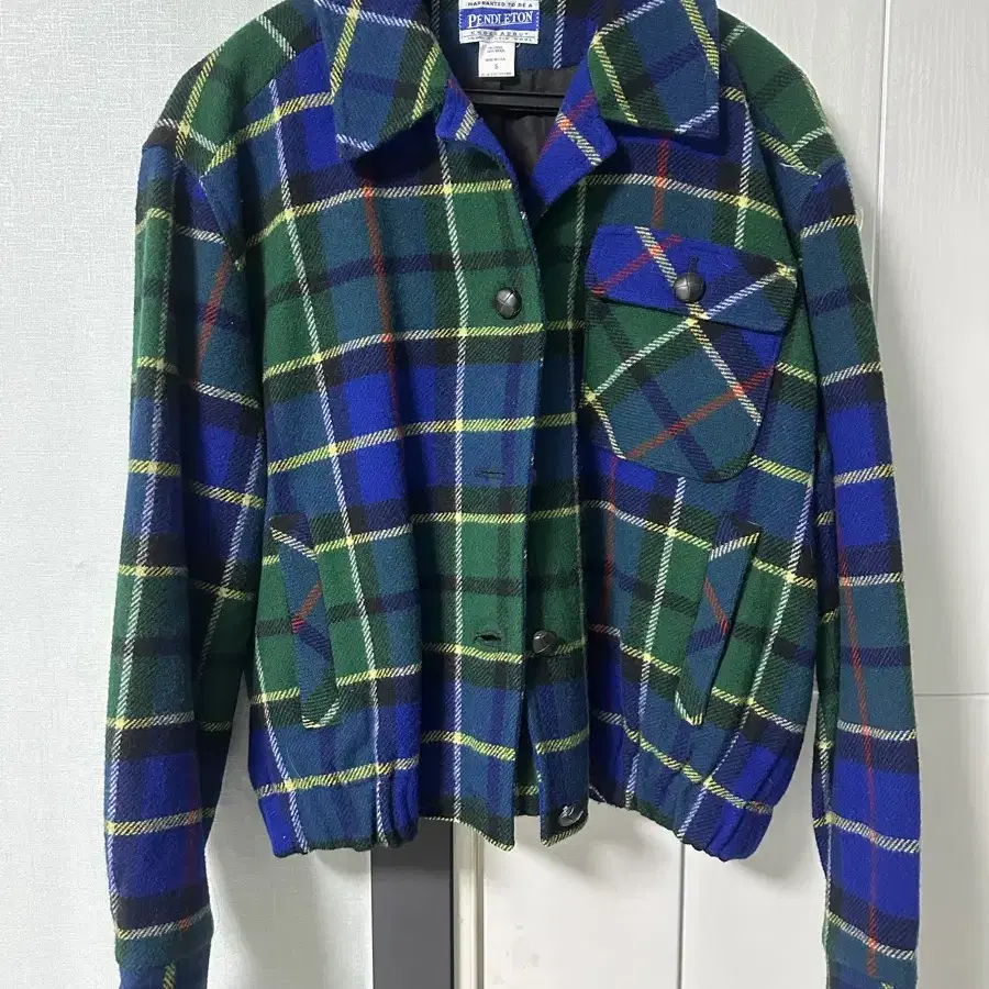 Pendleton 울100 체크 블루종