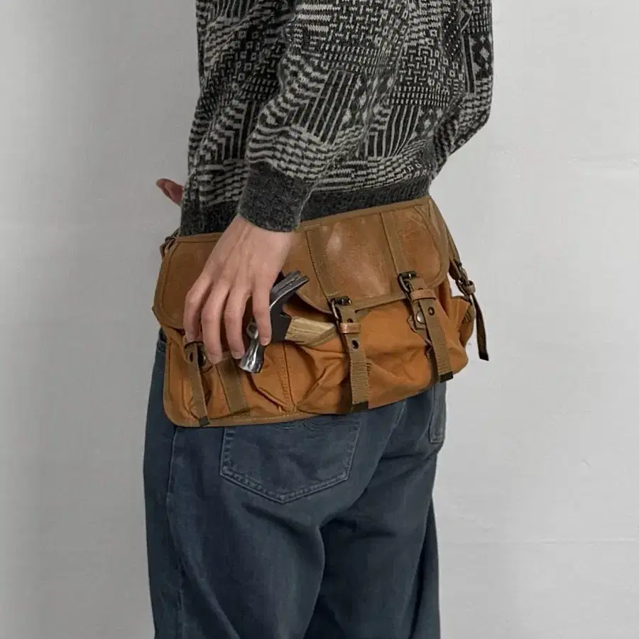 vintage utility canvas waist bag