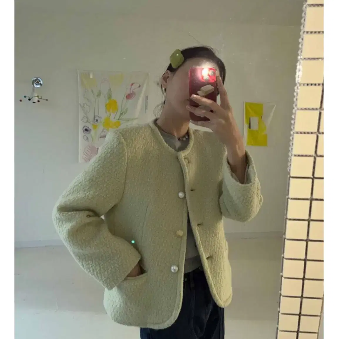 러브코드유 melon pearl jacket 메론 누빔자켓