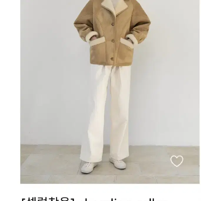 르 shearling collar mustang jacket 베이지