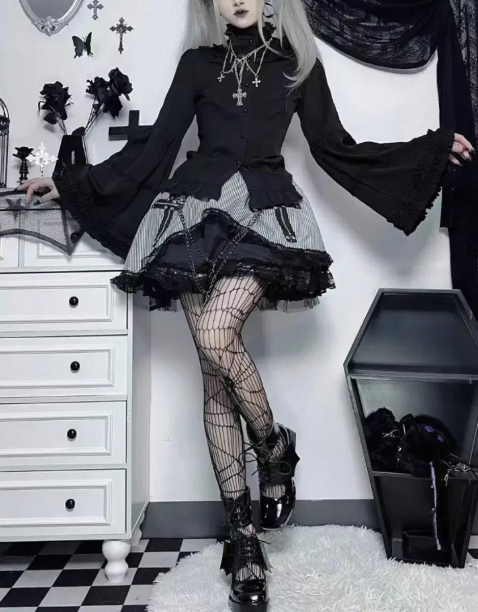 (현물) 중샵 고스로리 로리타 블라우스 히메갸루 미사깔 양산형 지뢰계