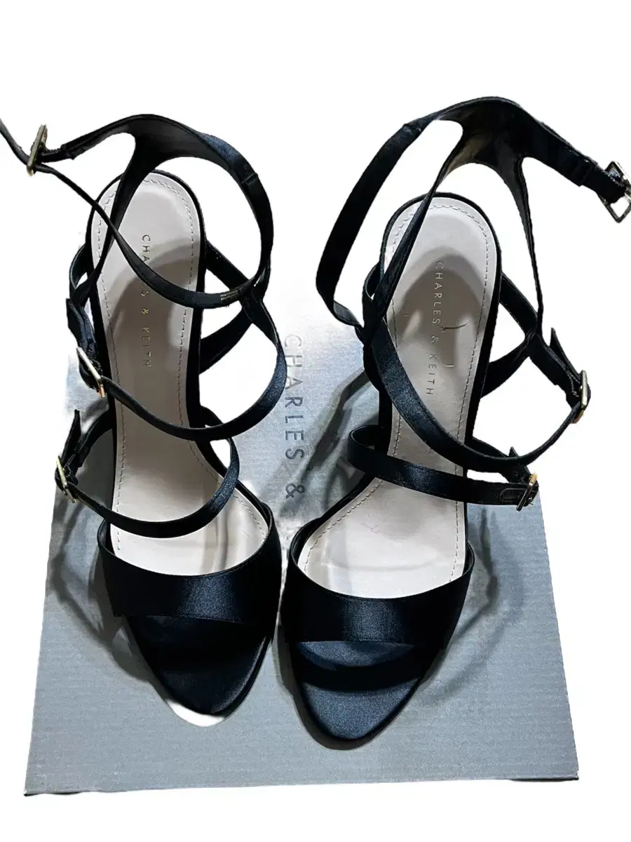 Charles & Keith strappy black sandals size 39 (250) 9 inch heel