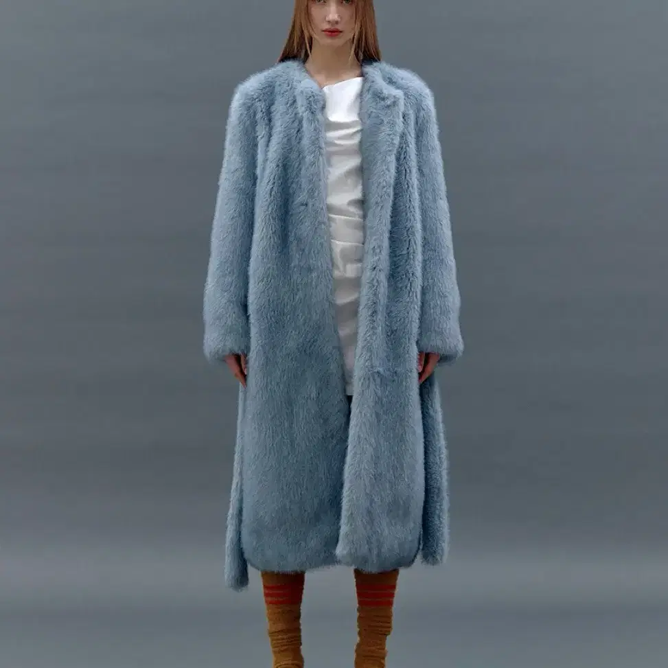 낸시부 퍼 코트 Boucle fur long coat (m)