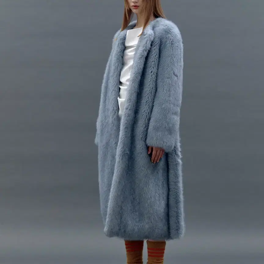 낸시부 퍼 코트 Boucle fur long coat (m)