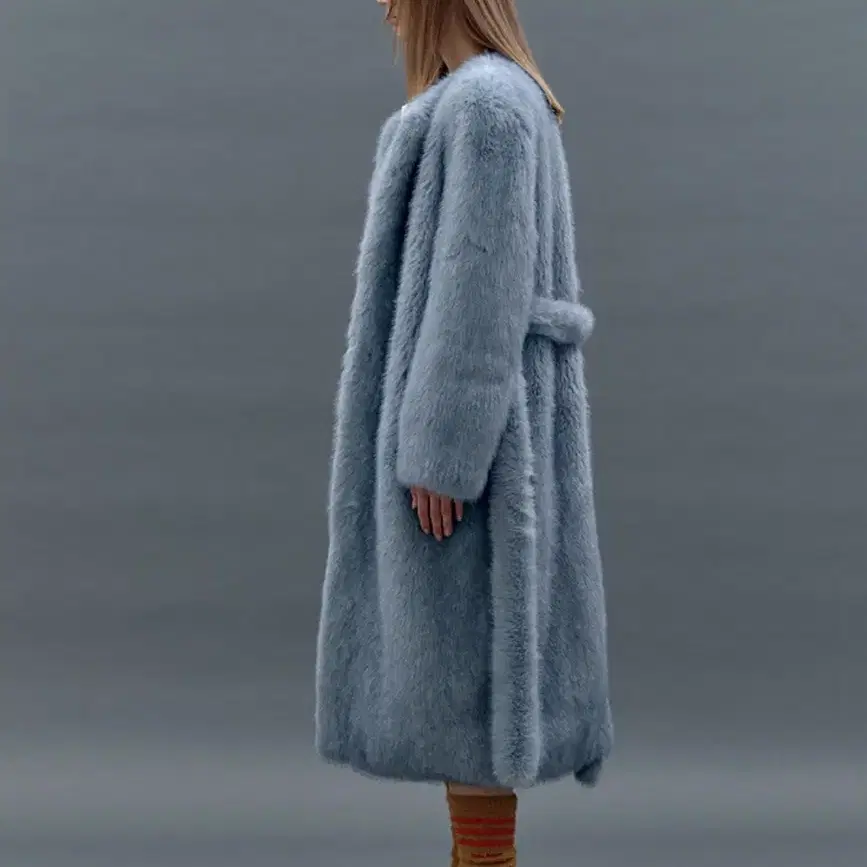 낸시부 퍼 코트 Boucle fur long coat (m)