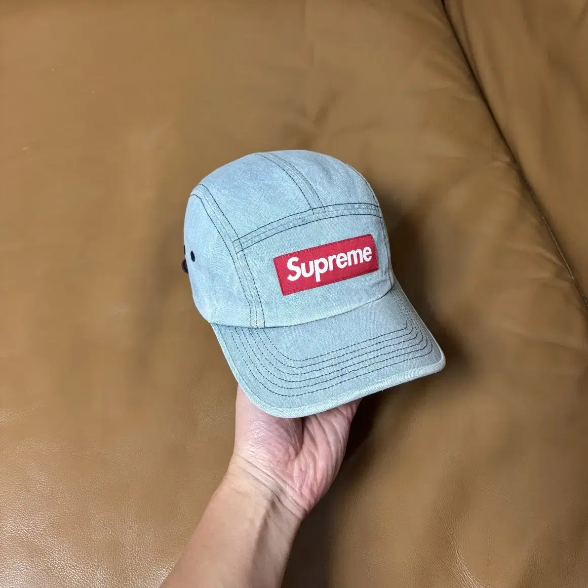 Supreme 슈프림 데님 캠프캡 모자 21fw Washed Denim