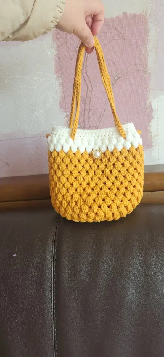 Handknit tote bag