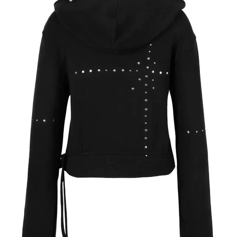 cerric BEADS WRAP HOOD CARDIGAN / BLACK