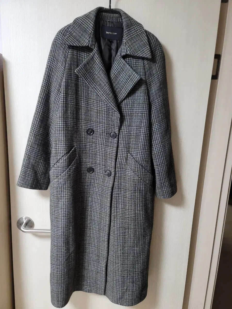 Bernice Check Long Coat Momo Mixed Check Coat 38 Wool Coat