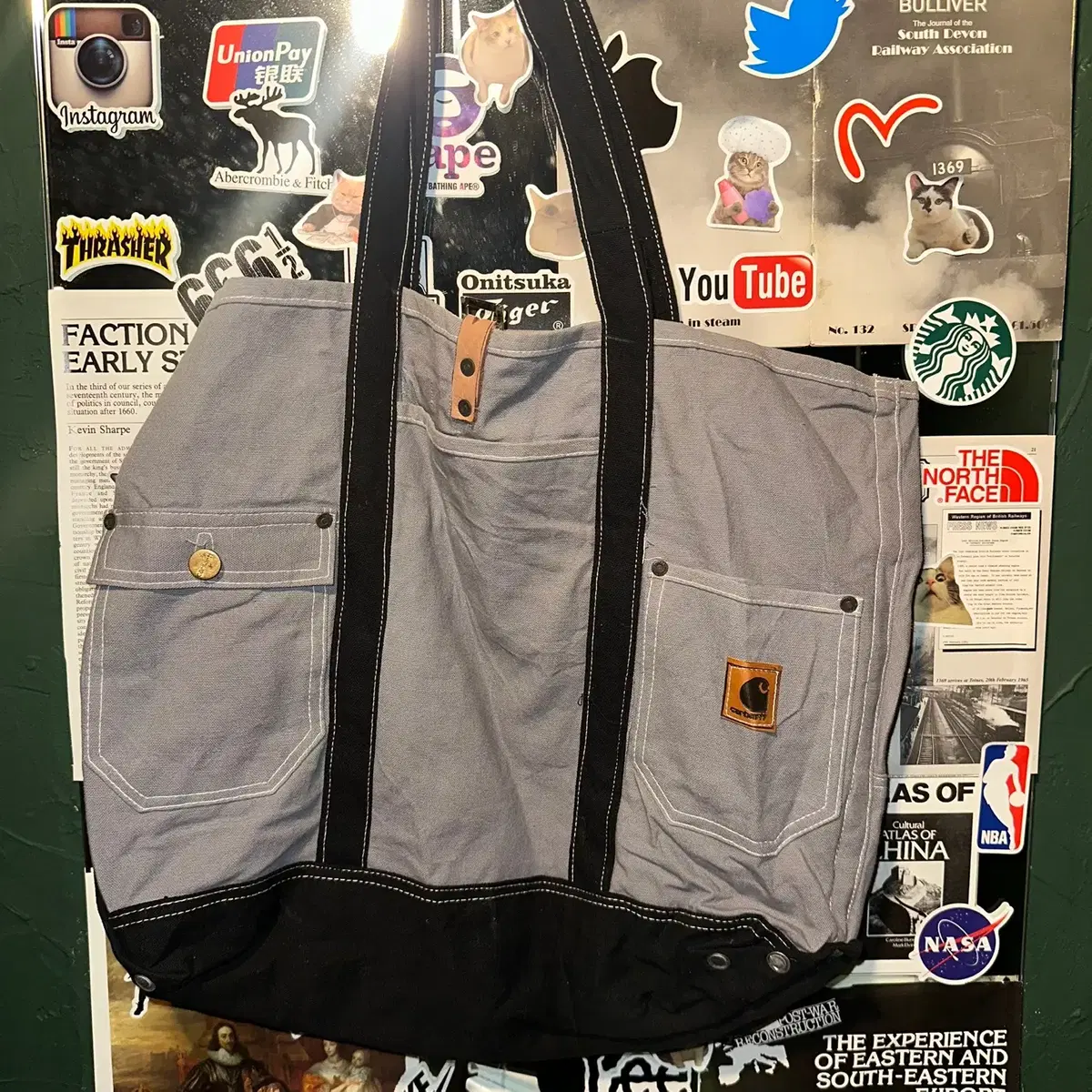 Carhartt VTG 칼하트 빈티지 업사이클 포켓백 그레이블랙