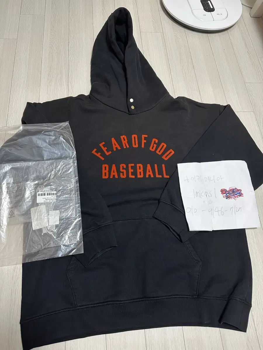 피어오브갓 7th 베이스볼 Baseball 검빨 블랙 레드 후드티 XL