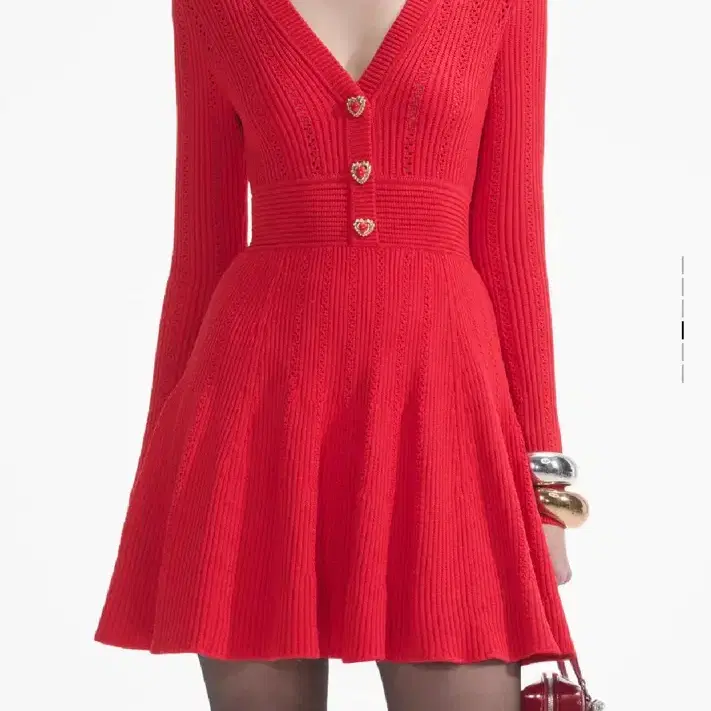 Self-portrait red knit mini dress