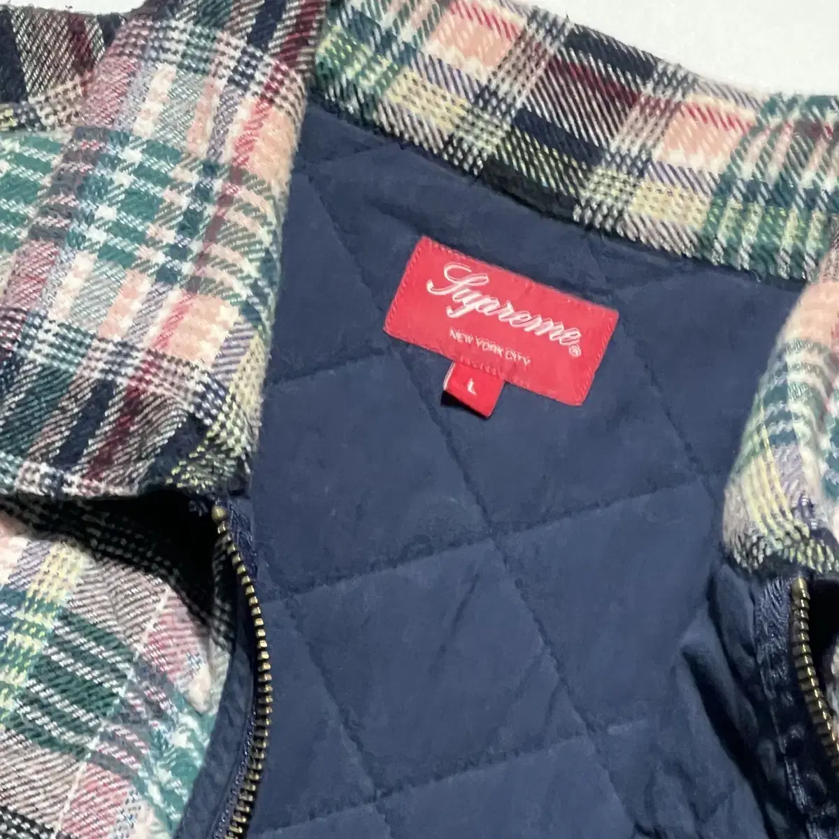 Supreme 2019 Quilted Plaid Zip Up