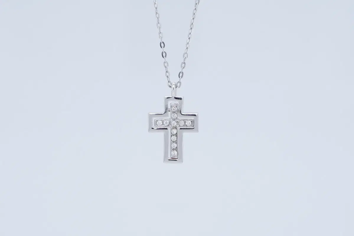 <세일>DAMIANI Belle Epoque Mini Natural Diamond 18K White Gold Pendant Necklace