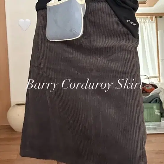 리본빛 Barry Corduroy Skirt - Charcoal