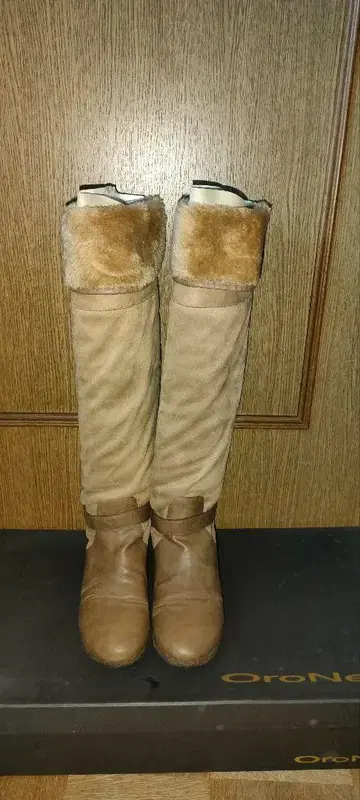 [나노 유니버스] Oro Nero 페이크 무톤니 하이 플랫 부츠