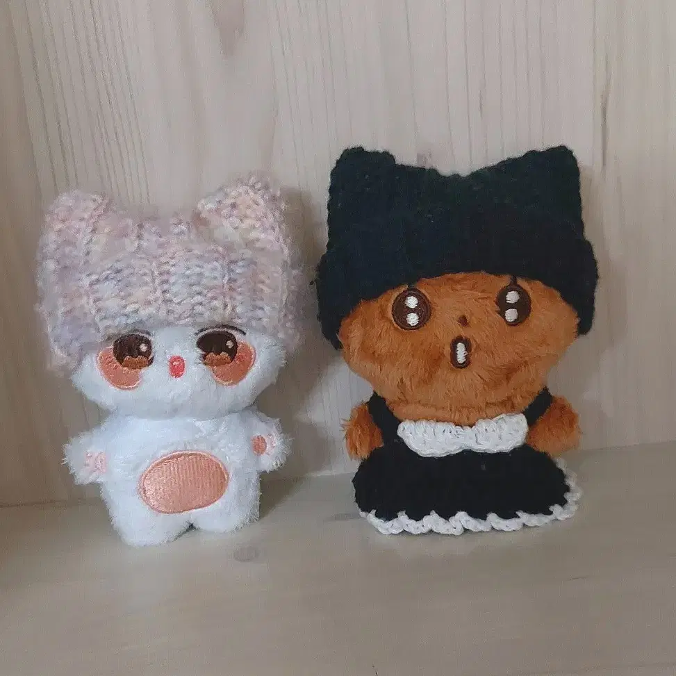 10cm 인형옷 고양이 모자 비니 뜨개