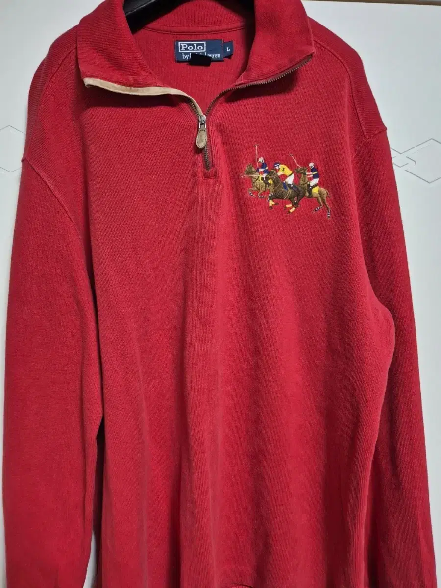 Polo 90s Old School Red Vahn Zip-Up Knit