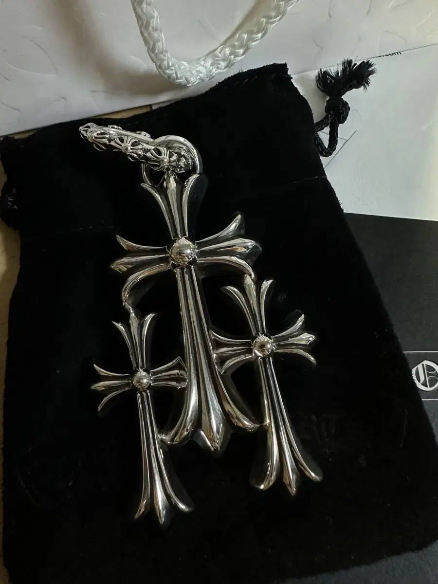 Chrome Hearts 3CH Triple Cross Pendant with Veil Large