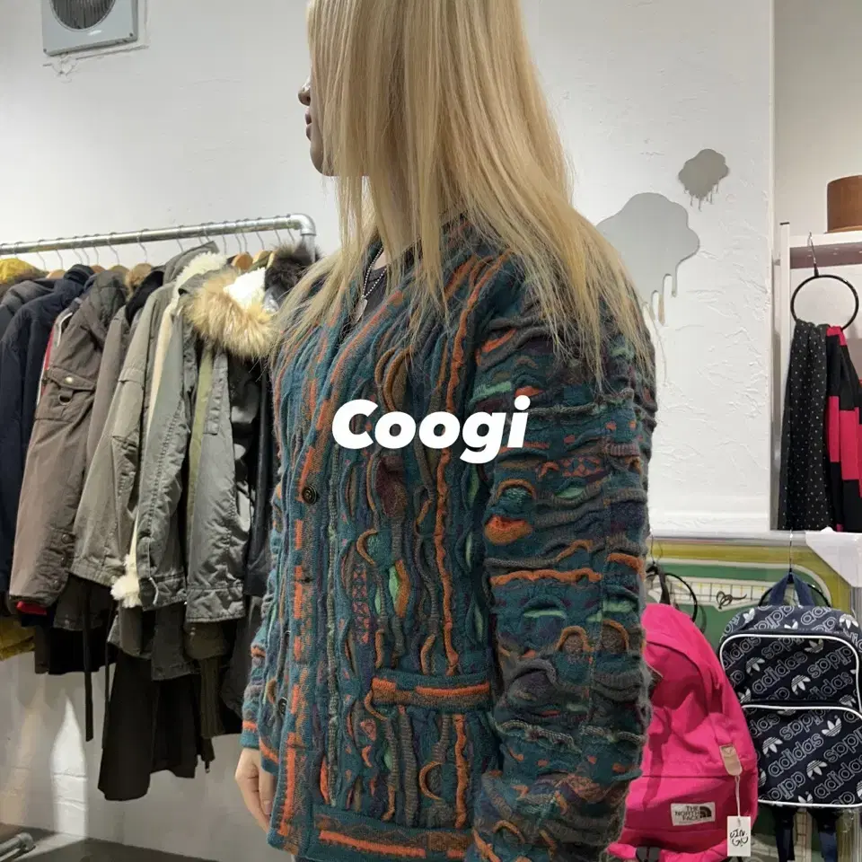 쿠지 coogi 케이블 니트 가디건