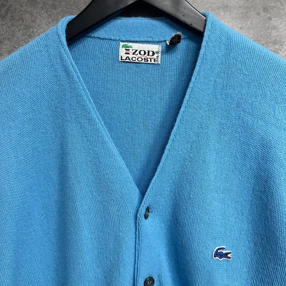 [95] 80s 라코스테 IZOD 블루 악어 니트 가디건