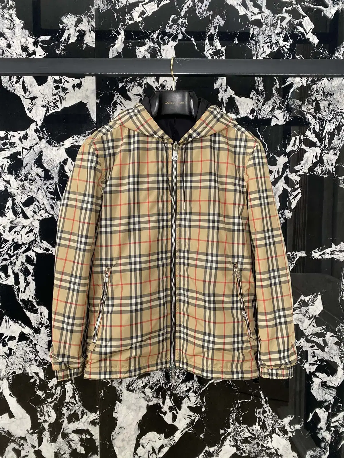 Burberry Men's Stretton Reversible Hooded Check Jacket Size XL