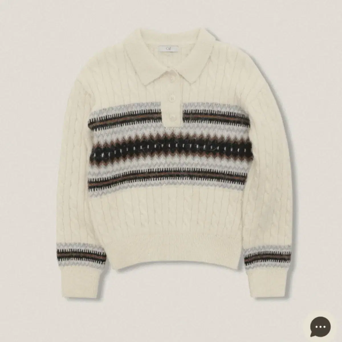 98도씨 OAT Nordic Button Kara knit - Cream