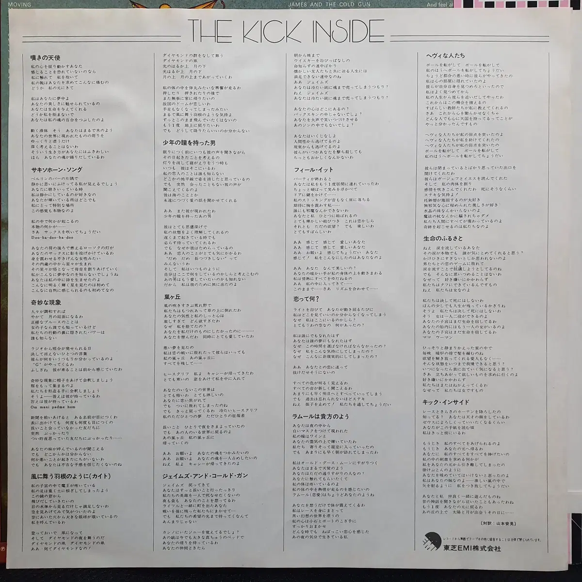 케이트 부쉬 KATE BUSH THE KICK INSIDE LP 일본반