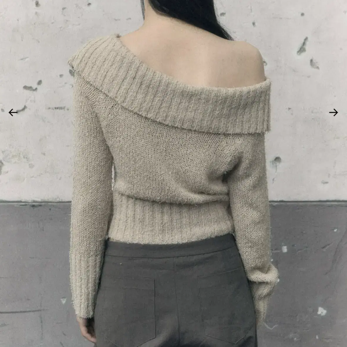 보헤미안서울 오프숄더 ribbed button off shoulder o