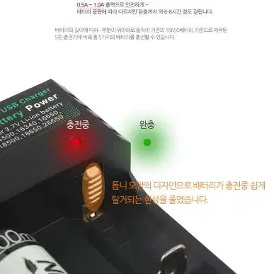 리튬이온 배터리 충전기 USB 2구용 8가지 밧데리 18650 26650