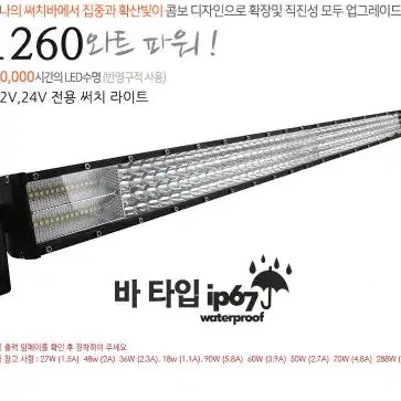 110cm 듀얼 LED써치바 SB1260W 사냥 오프로드 라이트