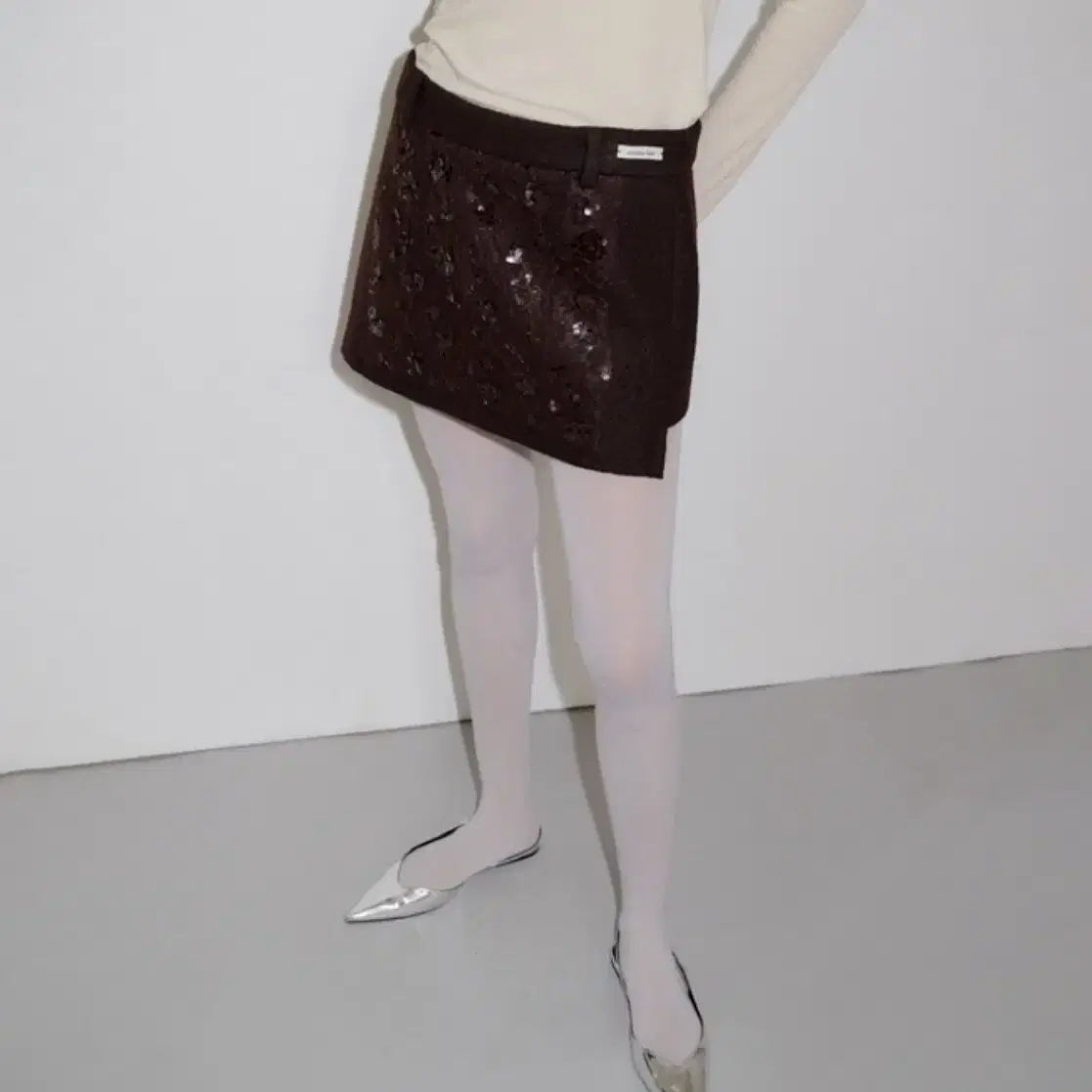 오버듀플레어 SPANGLE WOOL MINI SKIRT_BROWN