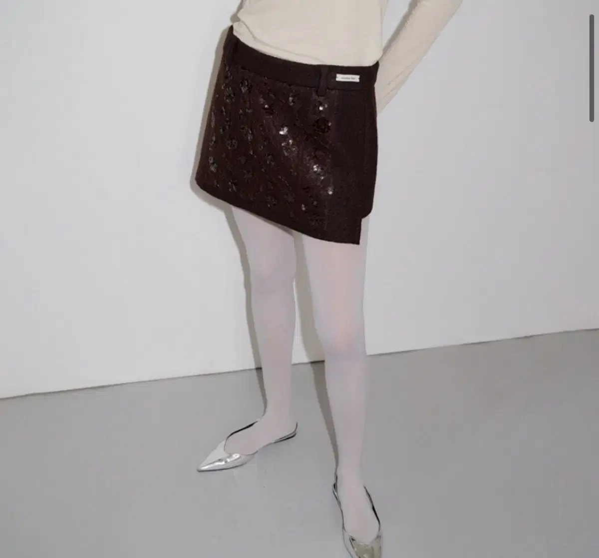 오버듀플레어 SPANGLE WOOL MINI SKIRT_BROWN