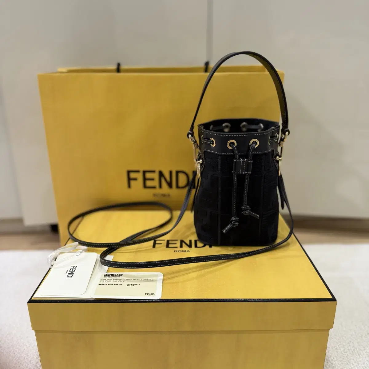 Fendi Montejo Bucket Bag Mini Canvas Black