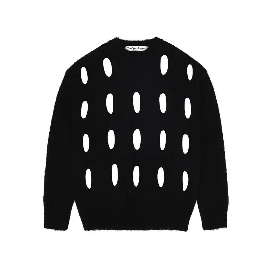 더오픈프로덕트 CUT-OUT KNIT TOP-BLACK