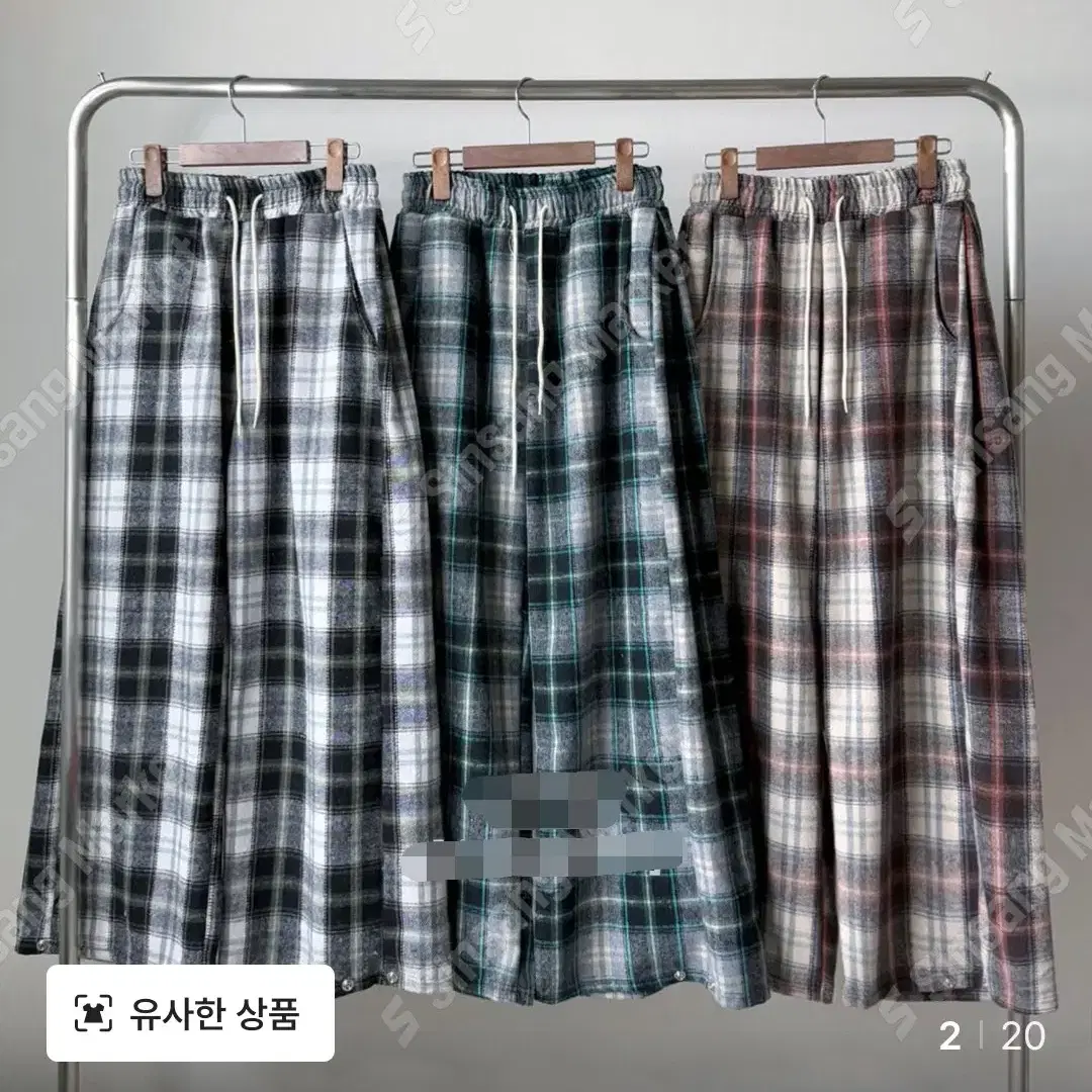 고퀄*할인* 체크 와이드 또또 기모 팬츠