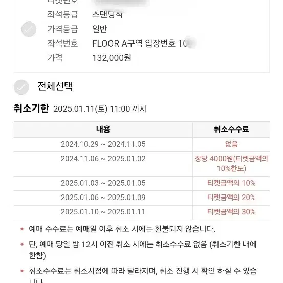 벤슨분 내한콘서트 스탠딩 10n번 2연석 판매